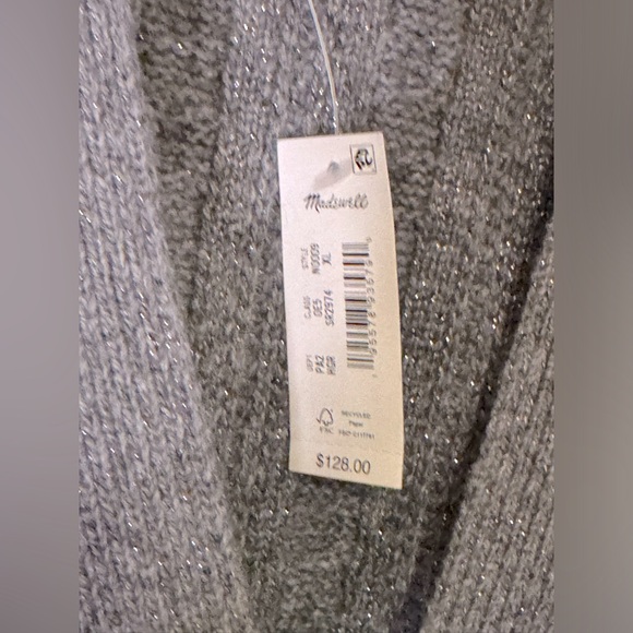 NWT Madewell Women’s Cable Knit Cropped Cardigan in Heather Graphite - Picture 11 of 12